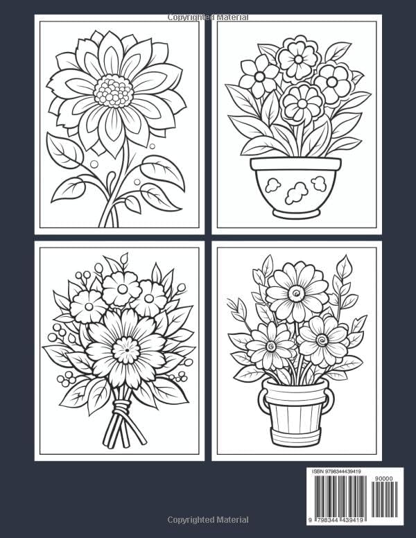 100 Page Flowers Coloring Book For Adult: 100 Page Flowers large print coloring book Beautiful Flowers Designs Easy Large Print Coloring Pages for Seniors, Beginners, Women. by S Joseph T. Diemer