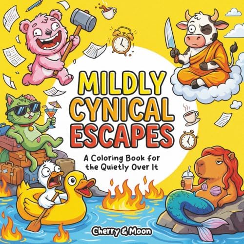 Mildly Cynical Escapes: A Coloring Book for the Quietly Over It by Cherry & Moon Books