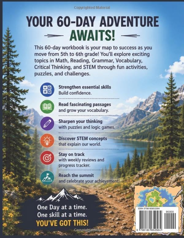 Summer Quest: 5th to 6th Grade Summer Bridge Workbook: 60 Days to Prevent Summer Learning Loss and Prepare for Middle School (Summer Quest Daily Bridge Adventure Series) by Adventure Learning Press