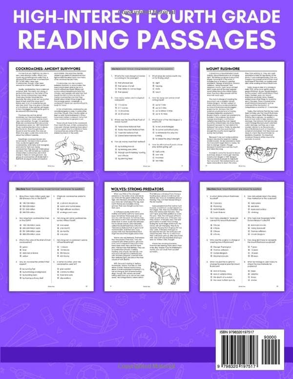 4th Grade Reading Comprehension Workbook: Fourth Grade Reading Passages for Kids 9-10, Reading Test Prep and Passages that Build Comprehension (Reading Workbooks Elementary) by Shelly Rees