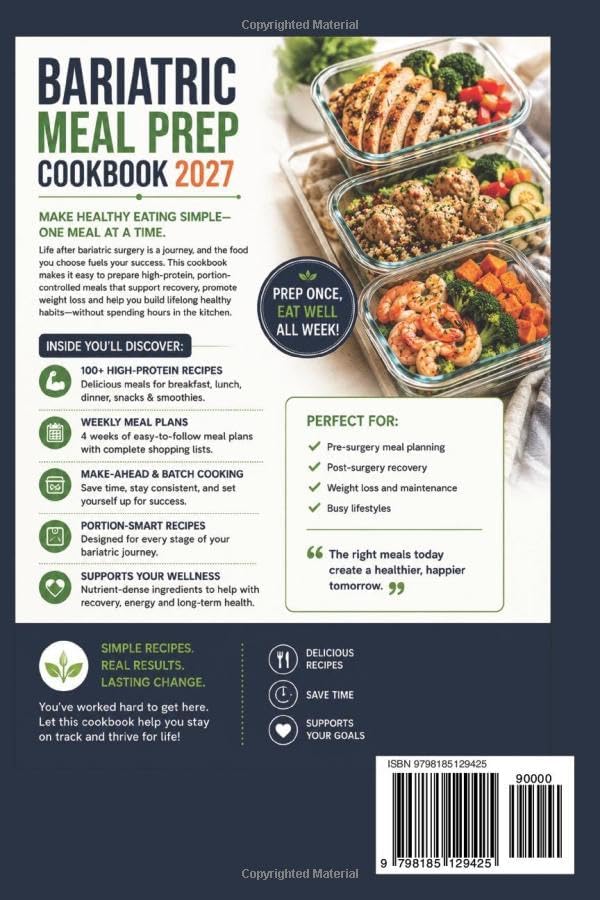 BARIATRIC MEAL PREP COOKBOOK 2027: Simple, High-Protein Make-Ahead Recipes & Weekly Meal Plans to Support Recovery, Weight Loss and Lifelong Healthy Eating by Dr. Thad E. Egbert