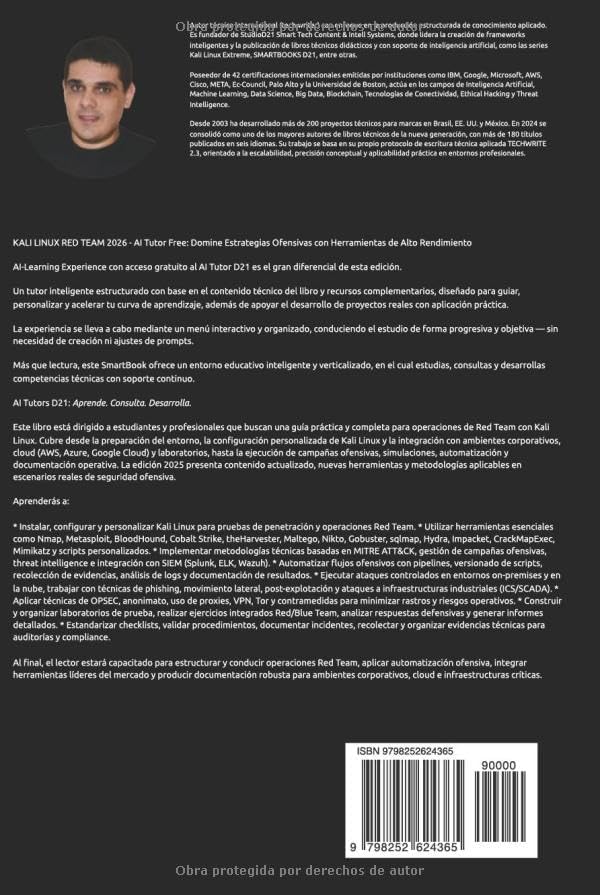 KALI LINUX RED TEAM 2026 - AI Tutor Free: Domine Estrategias Ofensivas con Herramientas de Alto Rendimiento (KALI LINUX & FRAMEWORKS España) (Spanish Edition) by Diego Rodrigues