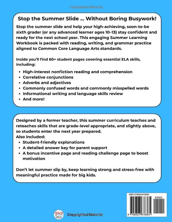 Summer Learning for Big Kids: Summer Learning Activities Reading, Writing, & Grammar Activities for Ages 10 - 13: Summer Learning Activities for Kids ... Arts - 4th to 5th Grade and 5th to 6th Grade) by Christina Kolley