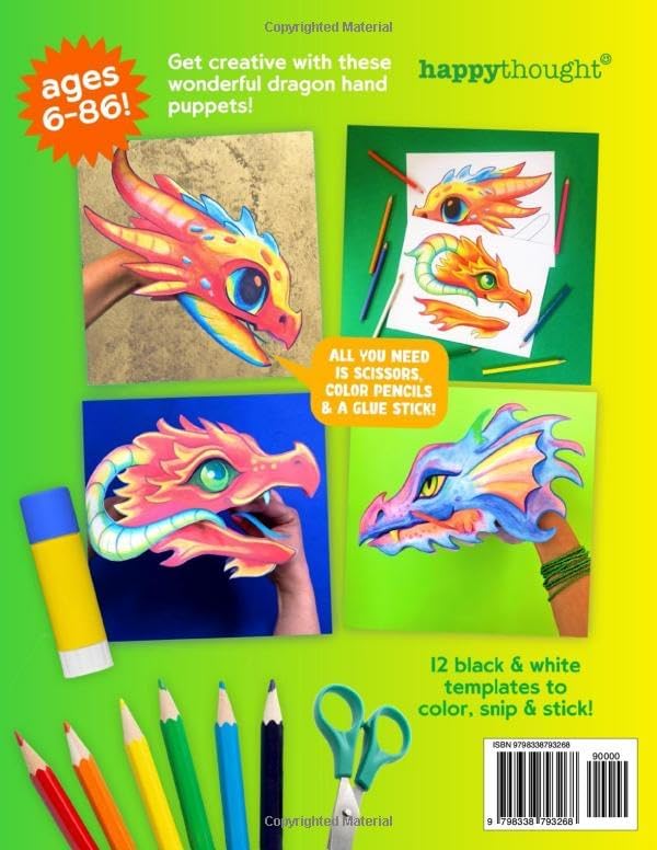 Dragon Paper Puppets: 12 puppet templates to color & create (Happythought craft workbooks) by Ellen Deakin