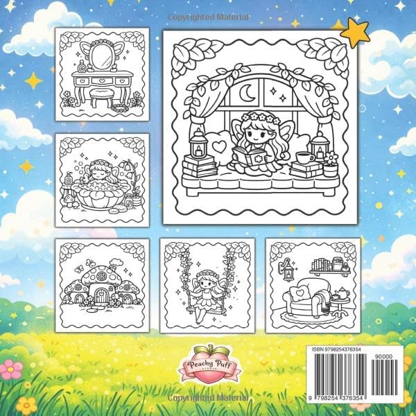 Cozy Fairy: Bold and Easy, Super Cute and Cozy Tiny Spaces Coloring Book for Relaxation and Stress Relief featuring Comfy Girly Aesthetic, Great Gift for Kids, Teens and Adults by Peachy Puff Studio