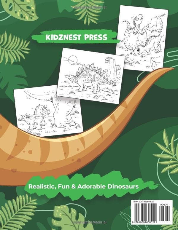 Dinosaur Coloring Book for Kids: Realistic, Fun, Adorable Illustrations for Your Young Dinosaur Enthusiast - Explore Prehistoric Lands within the Dino Family Universe by KidzNest Press