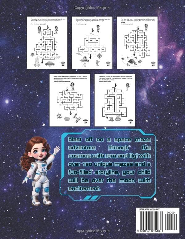 Maze Book for Kids Ages 4-6 | 3-5 | 4-8 | 6-8 with Story: Space Story Activities - Travel To The Stars (Maze Book for Kids The Adventures of Tom and Lily Featuring Stories for Kids Ages 4-8) by Activity Whiz