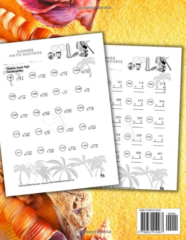 Summer Math Success: Summer Math Workbook 3-4: 180 Worksheets of Multiplication, Division, Fractions, Geometry and More by All Seasons Math