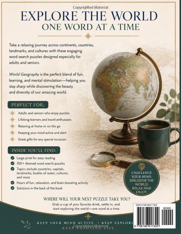 World Geography | Large Print Word Search Puzzles for Adults & Seniors: Relaxing Activities for Elderly Men and Women to Keep Busy (The Create Penne Seniors Word Search Puzzle Collection) by Create Penne