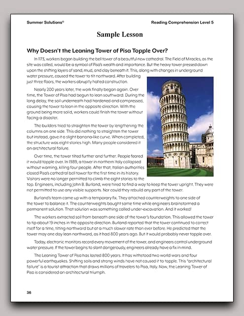 Summer Solutions Reading Comprehension Level 5 by SUMMER SOLUTIONS. MINUTES A DAY - MASTERY FOR A LIFETIME!