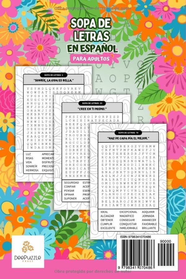 Sopa de Letras en Español para Adultos Letra Grande: Frases Motivadoras con Palabras Positivas (Spanish Word Search) (Spanish Edition) by Deepuzzle Press