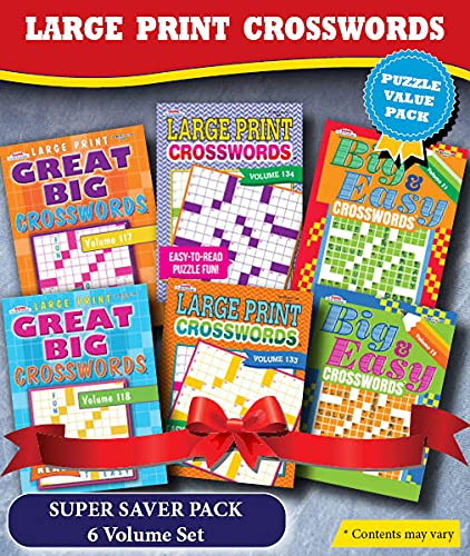 KAPPA Super Saver LARGE PRINT Crosswords Puzzle Pack-Set of 6 Full Size Books by Kappa Books Publishers