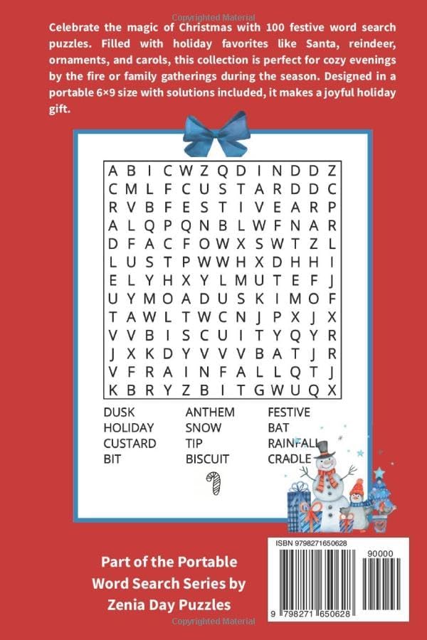 Christmas Word Search for Seniors: Large Print Holiday Puzzles for Relaxation and Memory Boost · 100 Festive Word Searches with Solutions · Perfect Christmas Gift for Seniors by Zenia Day