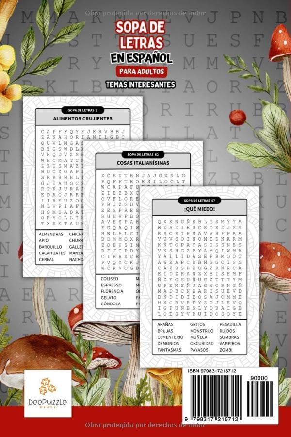 Sopa de Letras en Español para Adultos Letra Grande: Temas Interesantes para Ejercitar la Memoria y Relajar la Mente. Spanish Word Search for Adults Large Print. (Spanish Edition) by Deepuzzle Press
