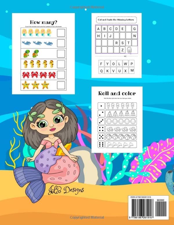 Mermaids Kindergarten Readiness Activities: Screen-Free Summer Learning for Ages 4–5 (Summer Workbooks for School Readiness) by Coloring Academy JLB Designs