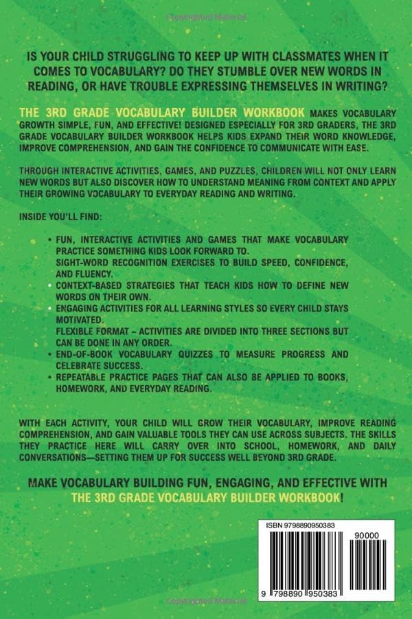 The 3rd Grade Vocabulary Builder Workbook: Engaging Word Practice to Help 3rd Graders Build Stronger Reading, Writing, Spelling and Communication Skills by Curious Bee