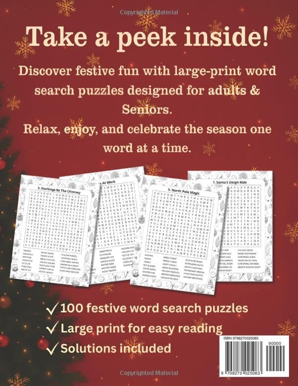 Cozy Christmas Word Search for Adults & Seniors Large Print: Holiday Puzzles for Relaxation and Stress Relief - Over 100 Festive Word Finds with Solutions (MarVista Creative Series) by MarVista Books