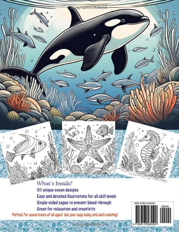 Ocean Scenes: A Fun and Relaxing Sea Life Coloring Book for Kids and Adults: Underwater Wonders: A Fun and Stress-Relieving Coloring Adventure by Anna Tian