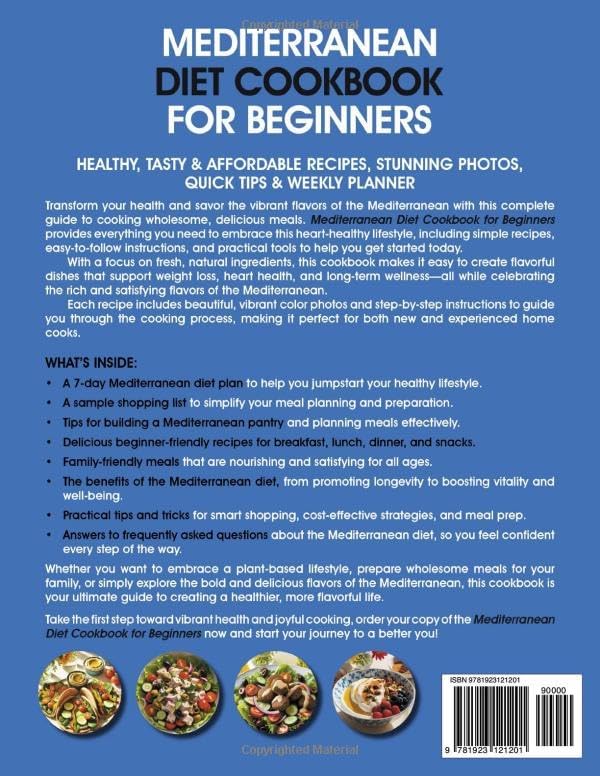 Mediterranean Diet Cookbook For Beginners: Healthy, Tasty & Affordable Recipes, Stunning Photos, Quick Tips & Weekly Planner (Healthy and Quick Cooking Collection) by Rosa James