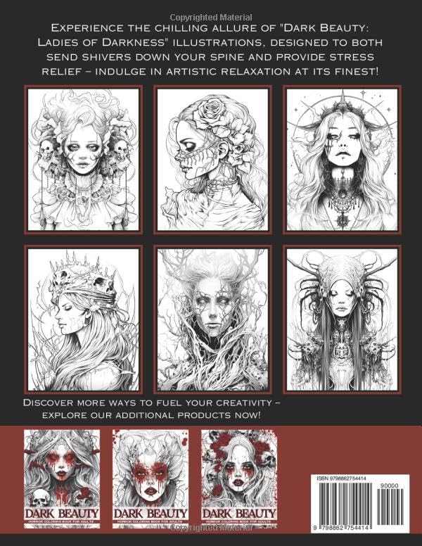 Dark Beauty Horror Coloring Book for Adults: A Fantasy Tarot for Goth Adults, Embrace the Dark Beauty of Vampires, Curses, and Villains by Mysterious Melodies