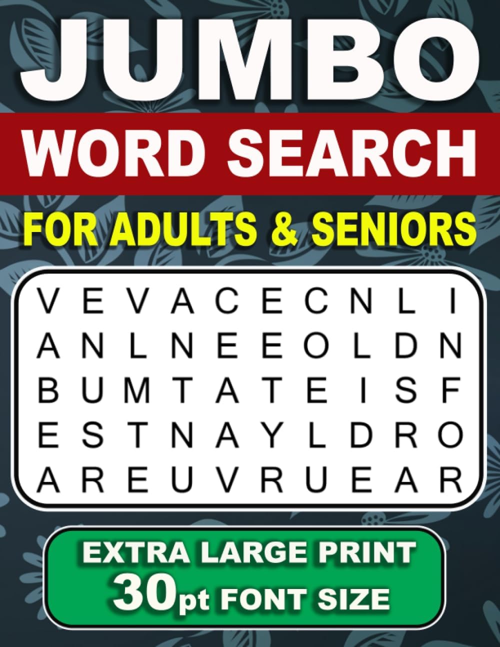 Jumbo Word Search For Adults & Seniors: Extra Large Print Word Search: 50 Themed Word Search Puzzles with Solutions by NavZ Books