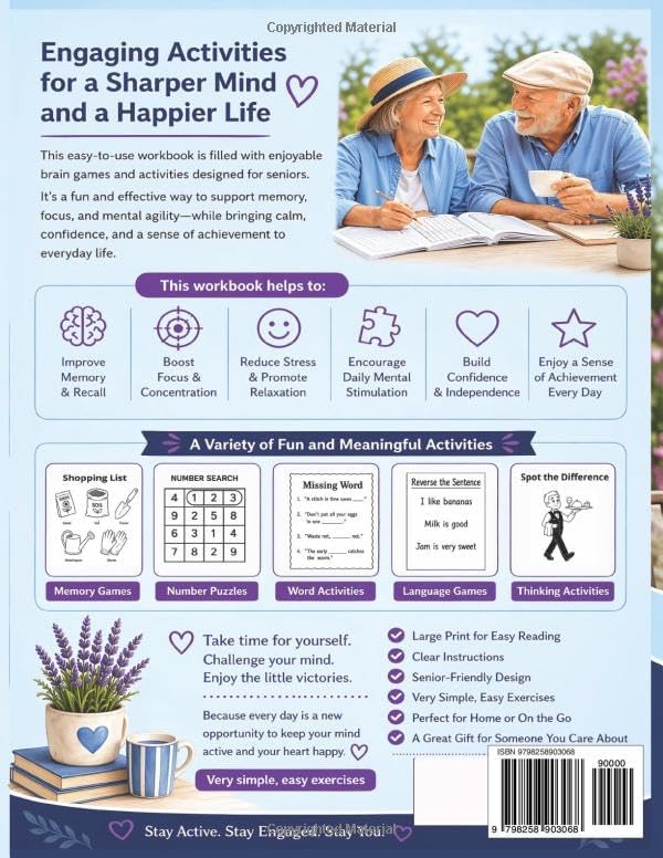Memory Activity Workbook for Seniors: 100 Easy Brain Games to Improve Memory, Boost Focus & Support Cognitive Health | Large Print Puzzles for Dementia & Alzheimer’s Care (The Not Done Yet Series) by Ellen Good
