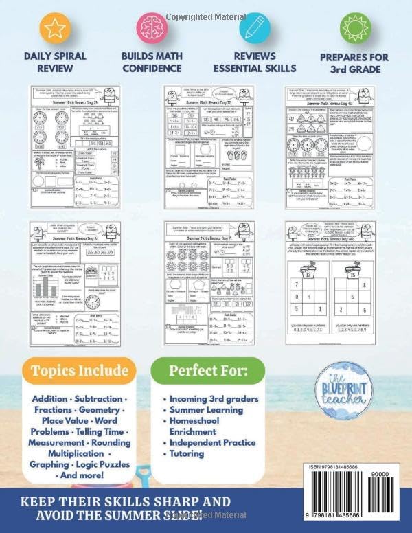 2nd Grade Summer Math Workbook Daily Review and Skill Practice: For Incoming 3rd Grade: 2nd Grade Summer Math Workbook: 45 Days of Daily Review to ... Build Confidence, and Prepare for 3rd Grade by Kerry Pronio