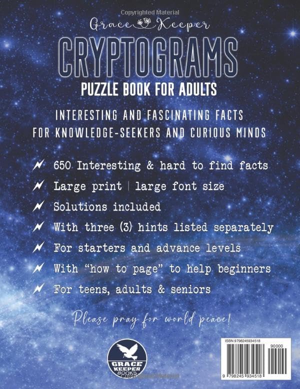 Cryptograms Puzzle Book for Adults: 650 Interesting and Fascinating Facts for Knowledge-Seekers and Curious Minds (Cryptograms Compendium by Grace Keeper) by Grace Keeper