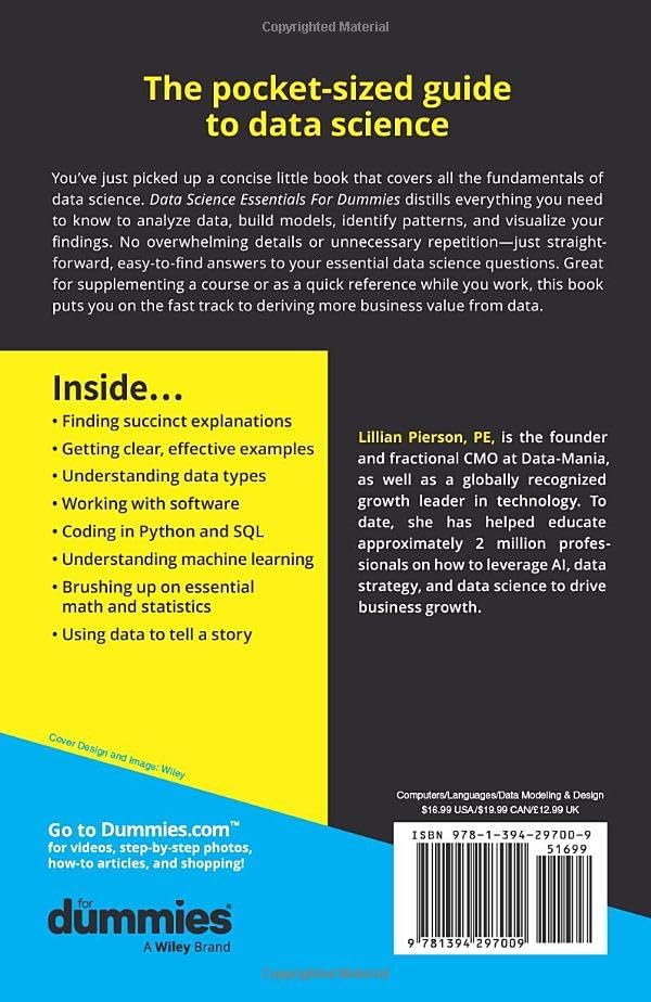 Data Science Essentials For Dummies (For Dummies (Computer/Tech)) by Lillian Pierson