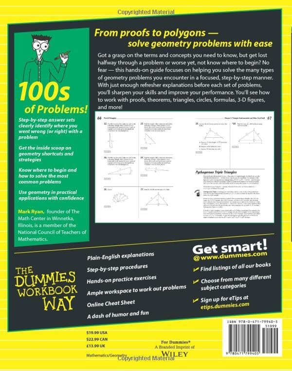 Geometry Workbook For Dummies (For Dummies Series) by Mark Ryan