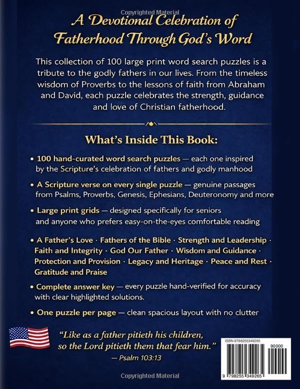 Father's Day Large Print Bible Word Search for Seniors: 100 Uplifting Puzzles with Scripture Verses Celebrating the Godly Fathers in Our Lives for Relaxation, Joy and Daily Devotion by Golden Faith Publishing