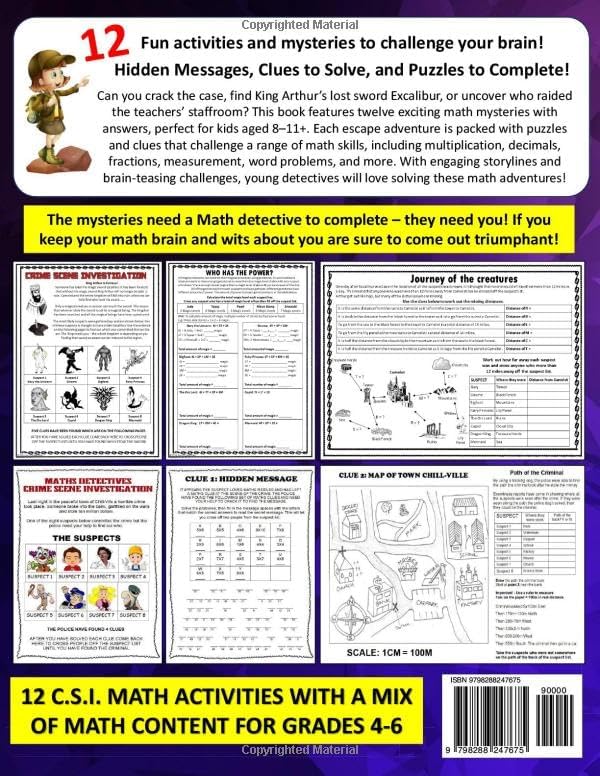 CSI Math Mystery For Kids, Math Puzzle Book for kids.: Fun math worksheets in this math puzzle book for kids a fun math workbooks. Fun math workbook ... kids ages 9-12. Math workbook for Grades 4-6. by Christopher Pedley