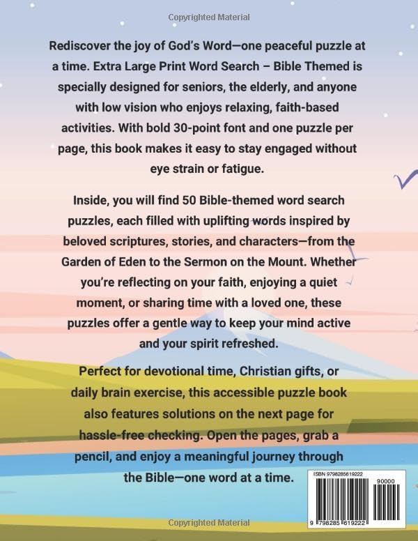 Extra Large Print Word Search: Jumbo Big Letters Puzzle Book for Seniors and Adults | Bible Themed with Interesting Facts & Solutions (Font size 30) ... for Visually Impaired Adults and Seniors) by Margaret Clarke