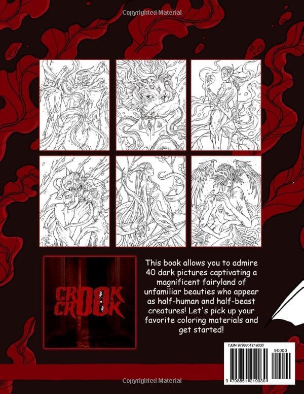 Dark Beauty in The Fairyland: Horror Coloring Book for Adult Features Stunning Characters in the Fantasy World by Crook Crook