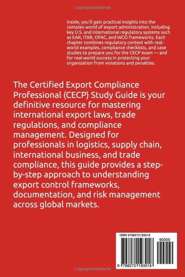 Certified Export Compliance Professional (CECP) Study Guide by DMP Educatiuon Group