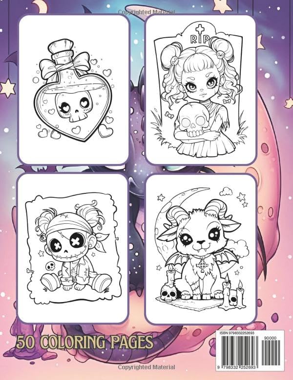 Creepy Kawaii Cute Pastel Goth Coloring Book: A Fantasy Horror Coloring Book for Adults, Teens and Kids with 50 Spooky Adorable Monsters and Creatures for hours of Relaxation and Stress Relief by Hue Ink