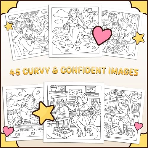 Curvy Cuties: A Body Positivity Coloring Book for Women and Teen Girls with Cozy Moments of Self-Love, Confidence, Self-Care, and Relaxation by Jade Summer