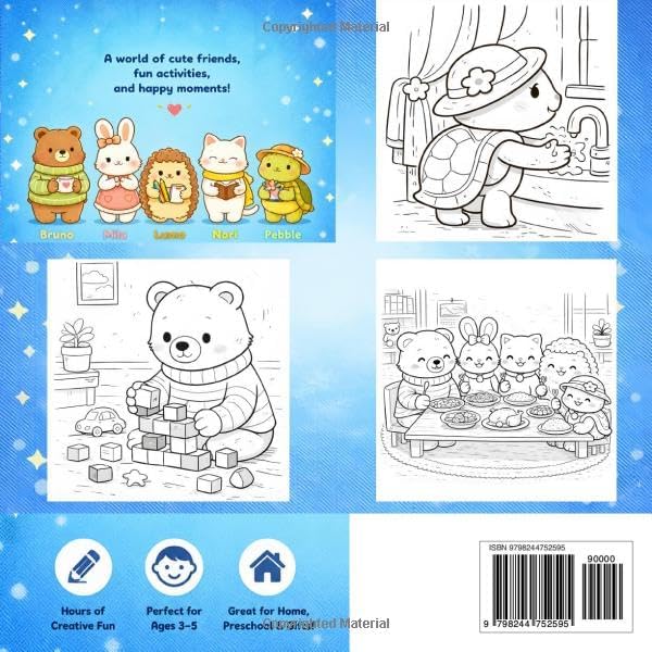 Soft Day Friends – At Home: A Cute & Cozy Coloring Book for Kids Ages 3–6 by Robert Borkowski