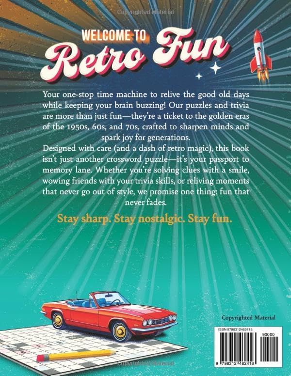 Retro Fun Large Print Crossword Puzzle Book for Seniors & Adults: Unlock Nostalgic Memories From the 1950s-1990s to Keep Your Brain Buzzing (Timeless Gift for Seniors) by Retro Fun