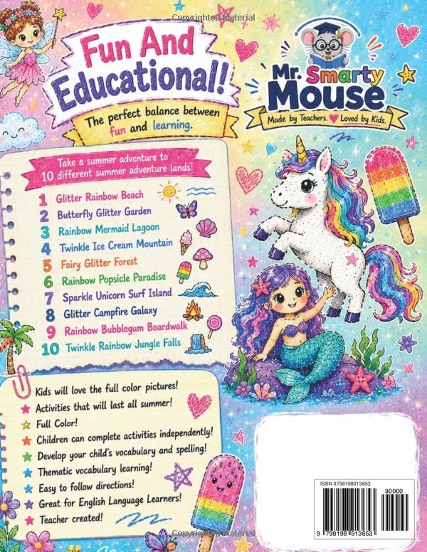 Summer Glitter Rainbow Lands Workbook (Mr. Smarty Mouse) by Bren Calder