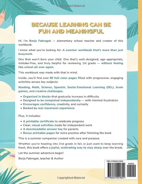 1st to 2nd Grade Summer Workbook: Fun, Confidence-building Activities in Reading Comprehension, Math, Science, Spanish, and SEL to prepare for 2nd Grade by Elementary Made Easy