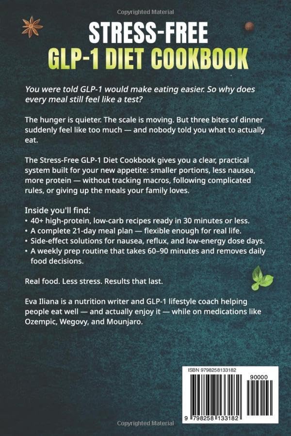Stress-Free GLP-1 Diet Cookbook: A 21-Day Plan With High-Protein, Low-Carb Recipes For Fast Weight Loss And Craving Control In 30 Minutes Or Less by Eva Iliana