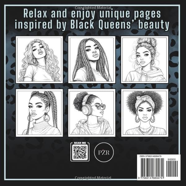 Black Women Coloring Book: 40 Unique Pages of Melanin Queens with Braids, Afros, and Long Hair by Paulina Zaneta Rygielska