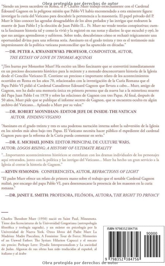 Asesinato en el Grado 33: La Investigación de Gagnon sobre la Masonería en el Vaticano (Spanish Edition) by Fr. Charles Thedore Murr