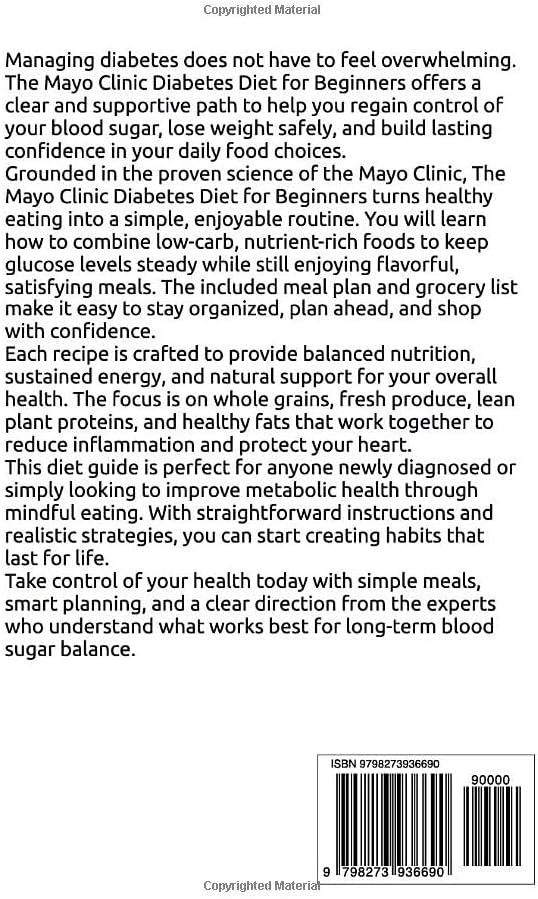The Mayo Clinic Diabetes Diet for Beginners: Easy Low-Carb Recipes and Meal Plan to Manage Blood Sugar and Lose Weight | Grocery List Included by LISA MATHESON RD