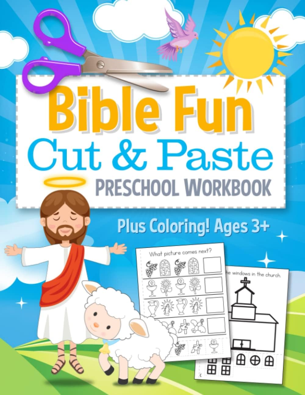 Bible Fun Cut and Paste Preschool Workbook: Coloring and Cutting Kids Christian Activity Book by Busy Kid Press