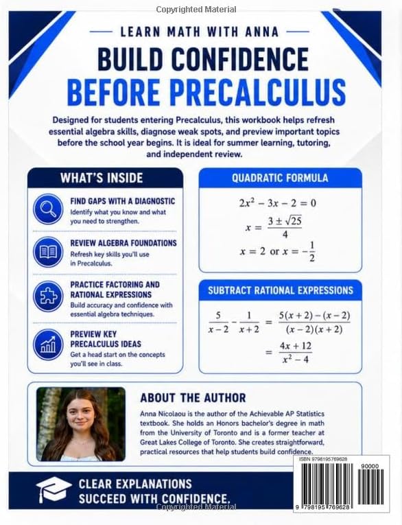 Get Ready for PreCalculus | A Summer Bridge Workbook: For Building Prerequisite Skills and Getting a Head Start in PreCalculus (Get Ready for Math Class) by Learn Math with Anna