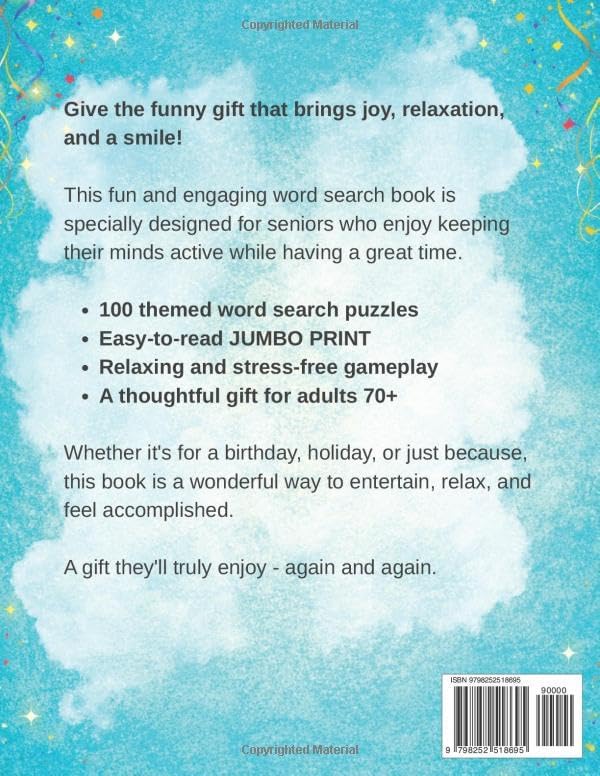 Funny Word Search for Seniors: 100 Engaging Themed Word Find Puzzles in Jumbo Print - A Relaxing Gift for Seniors Over 70, Perfect for Birthdays and Christmas by Emily Carter