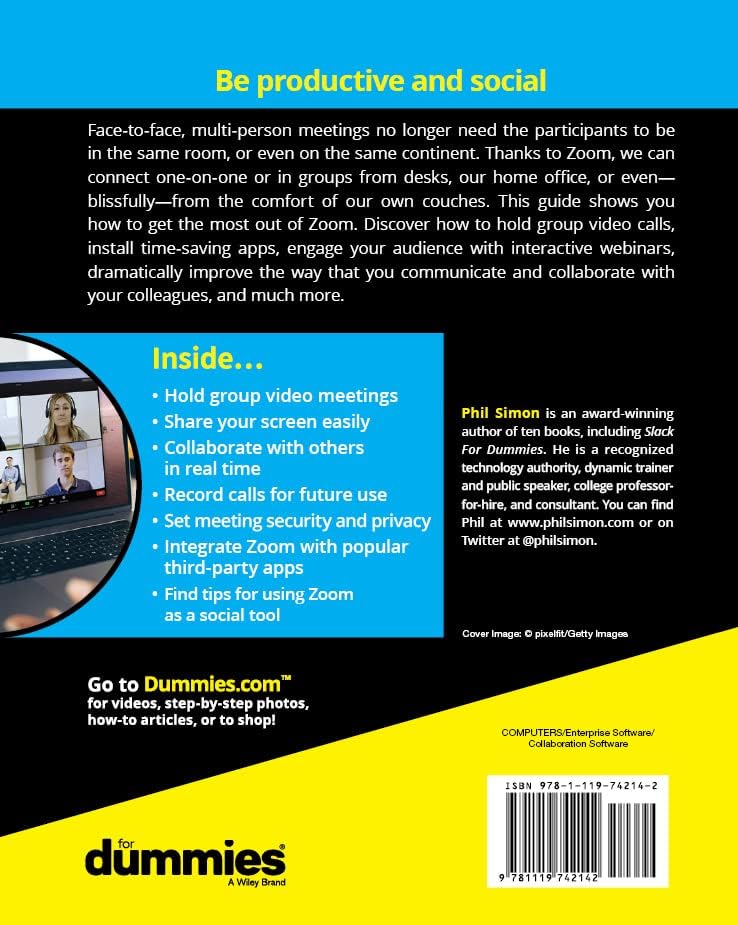 Zoom For Dummies (For Dummies (Computer/Tech)) by Phil Simon