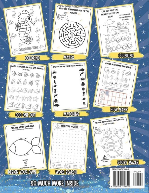 Ocean Animals Activity Book For Kids: Includes Mazes, Dot To Dot, Word Searches And MORE! | Ideal For Ages 4,5,6,7,8 by Activity Bandits